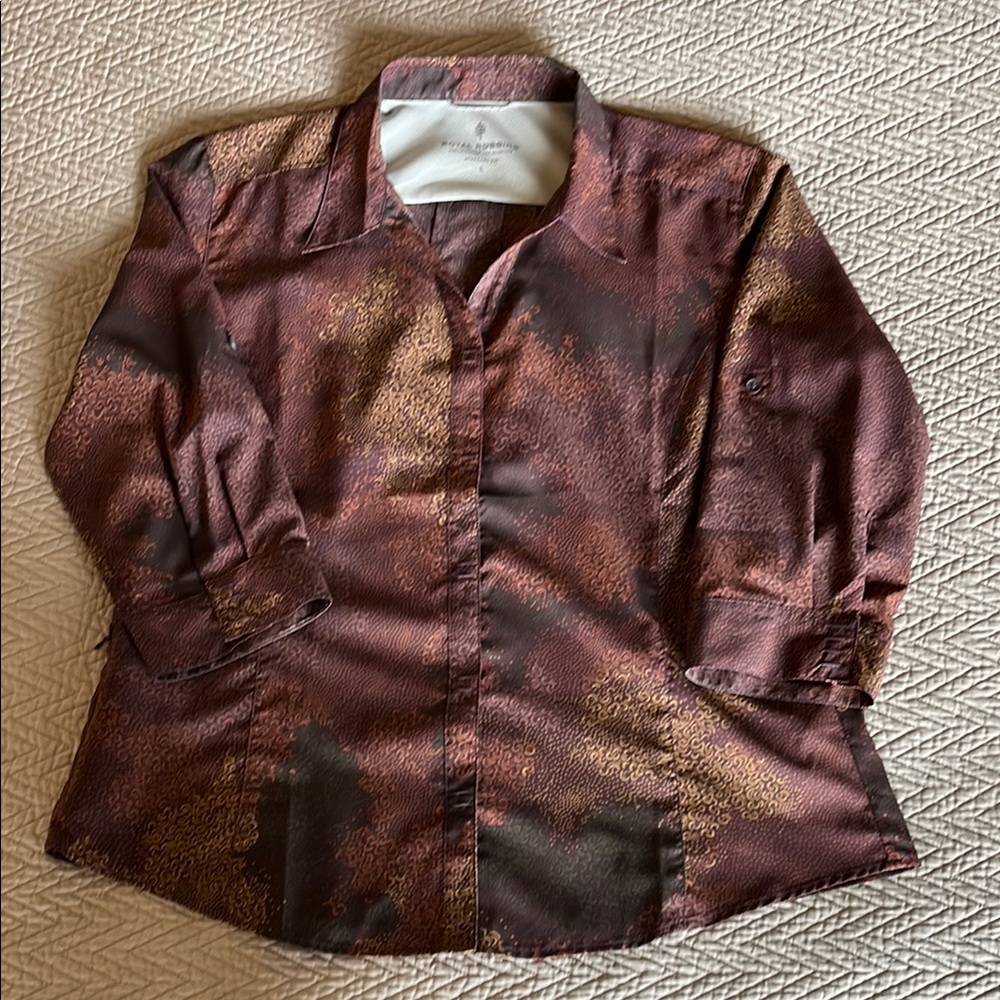 Brown and Gold Button-Up Shirt